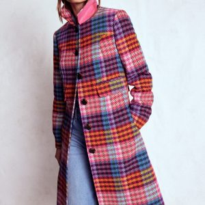 St Albans Fitted Coat-Rainbow Blanket Multigingham