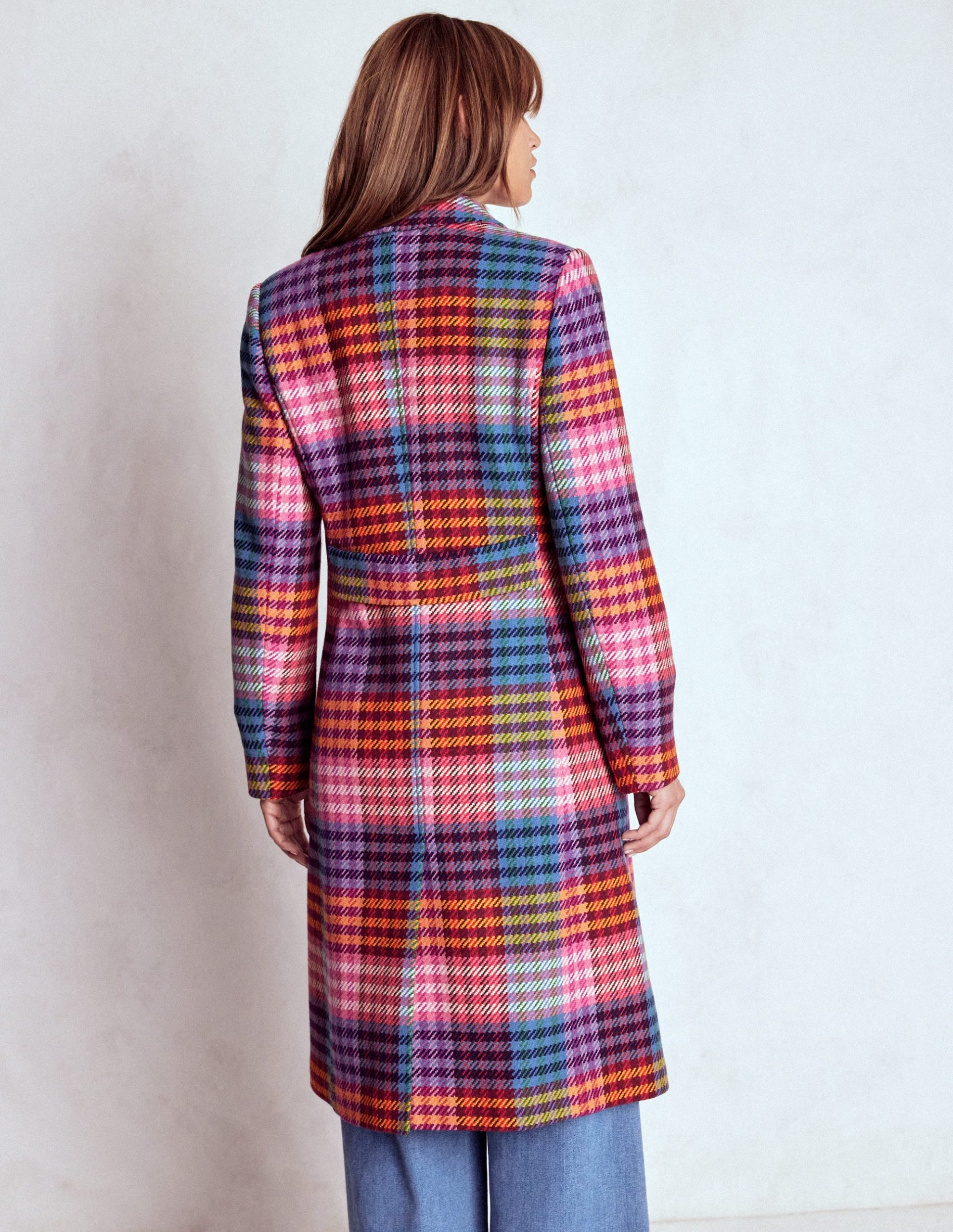 St Albans Fitted Coat-Rainbow Blanket Multigingham - Image 3