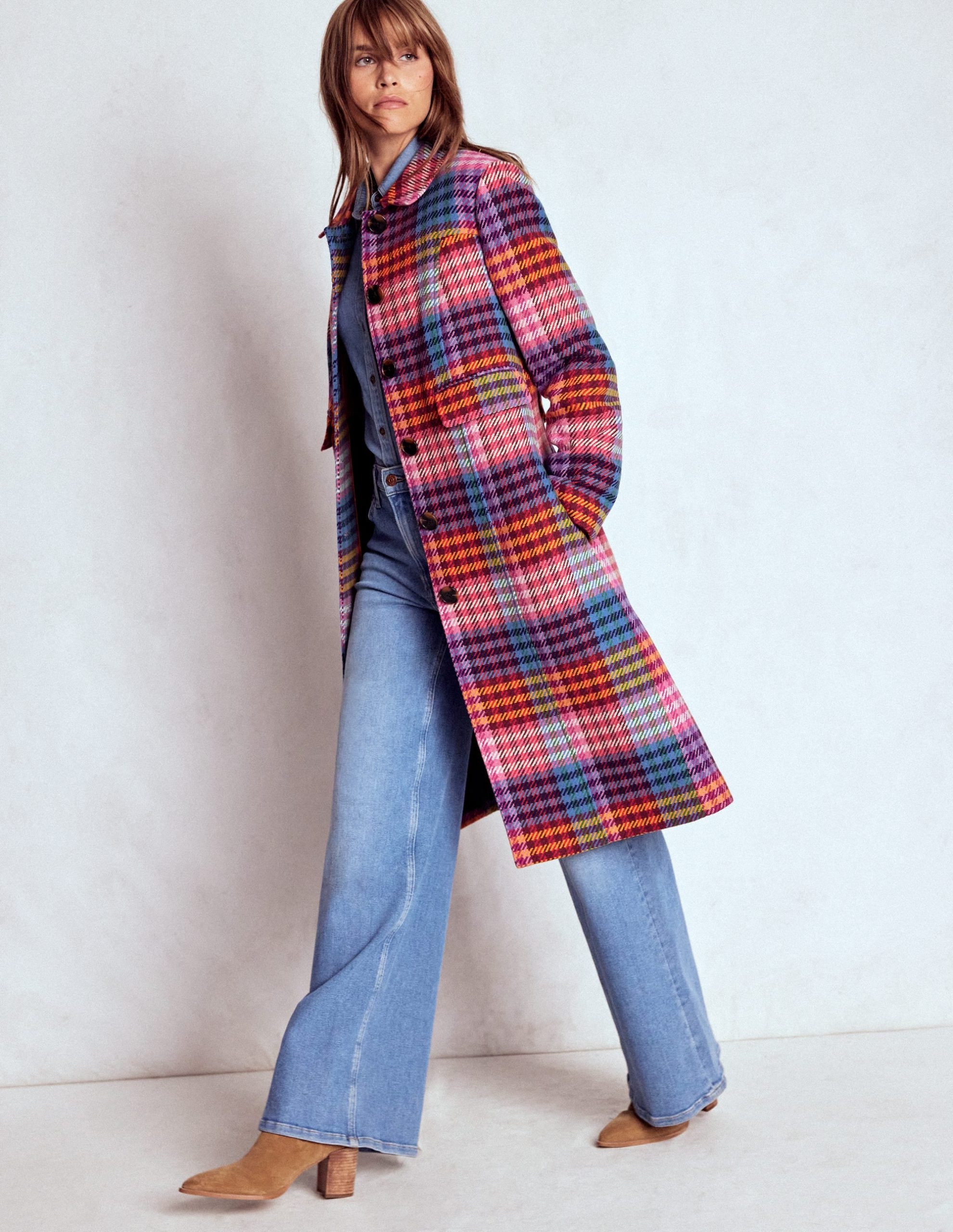 St Albans Fitted Coat-Rainbow Blanket Multigingham - Image 4