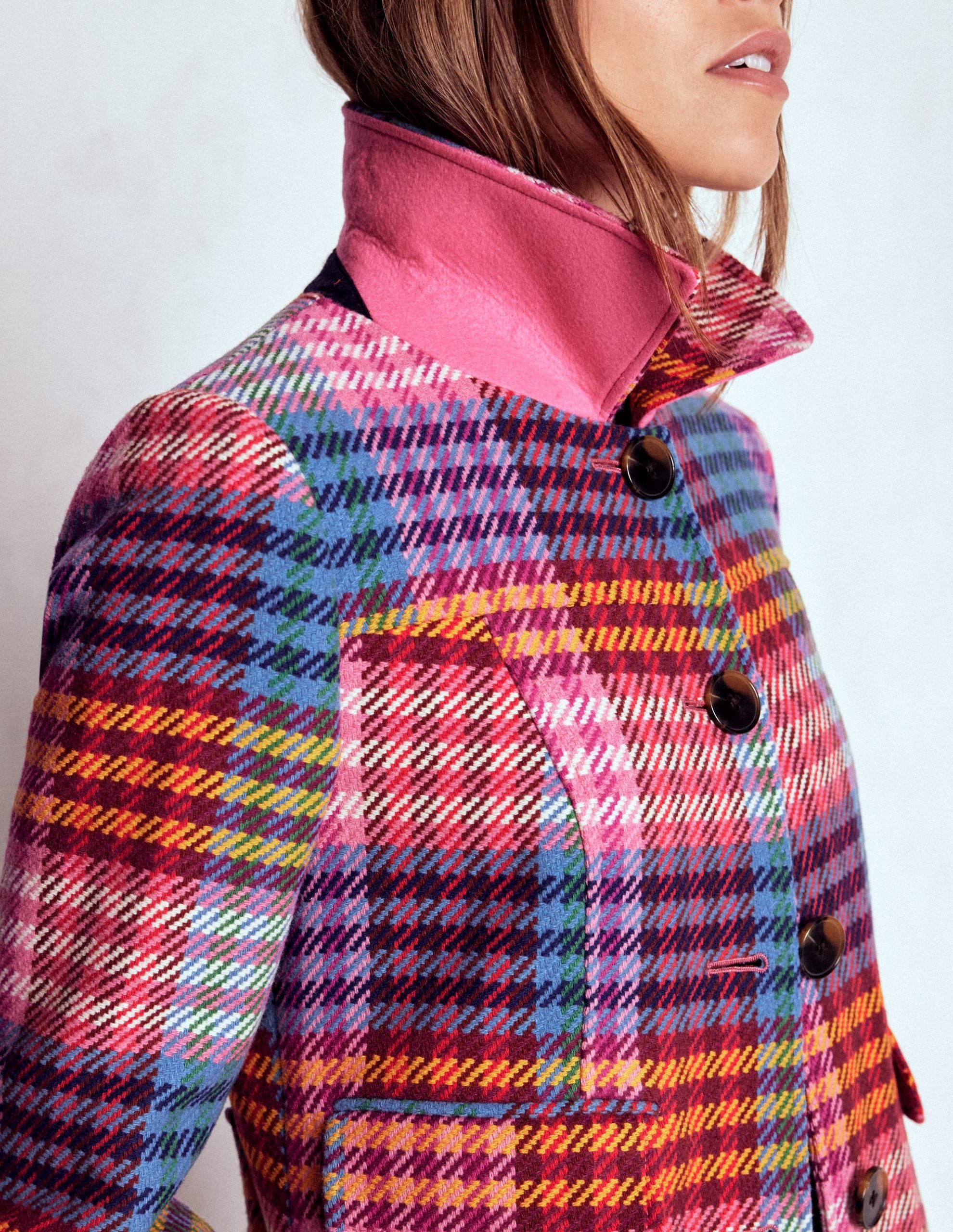 St Albans Fitted Coat-Rainbow Blanket Multigingham - Image 7