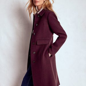 St Albans Fitted Coat-Dark Cherry