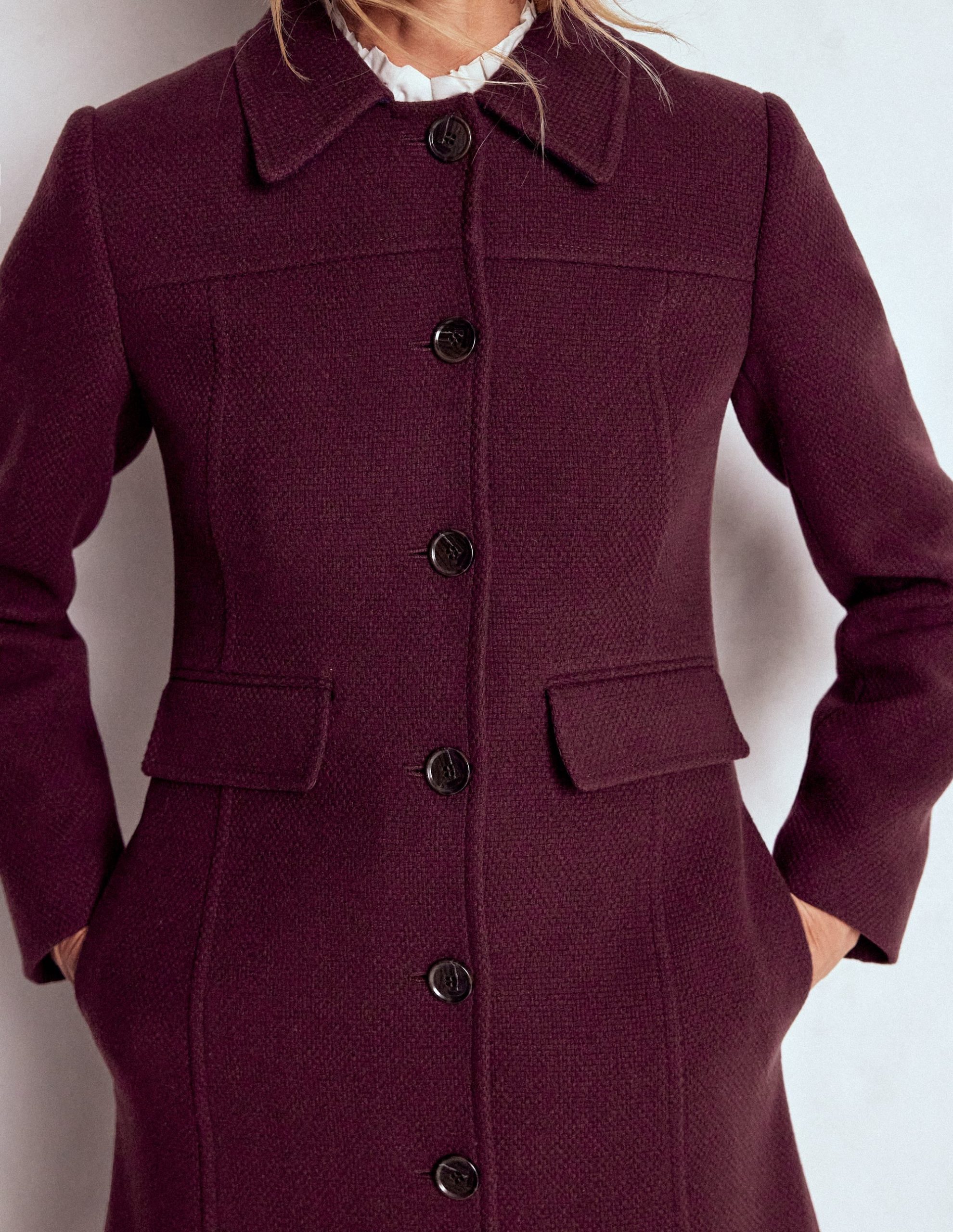 St Albans Fitted Coat-Dark Cherry - Image 2
