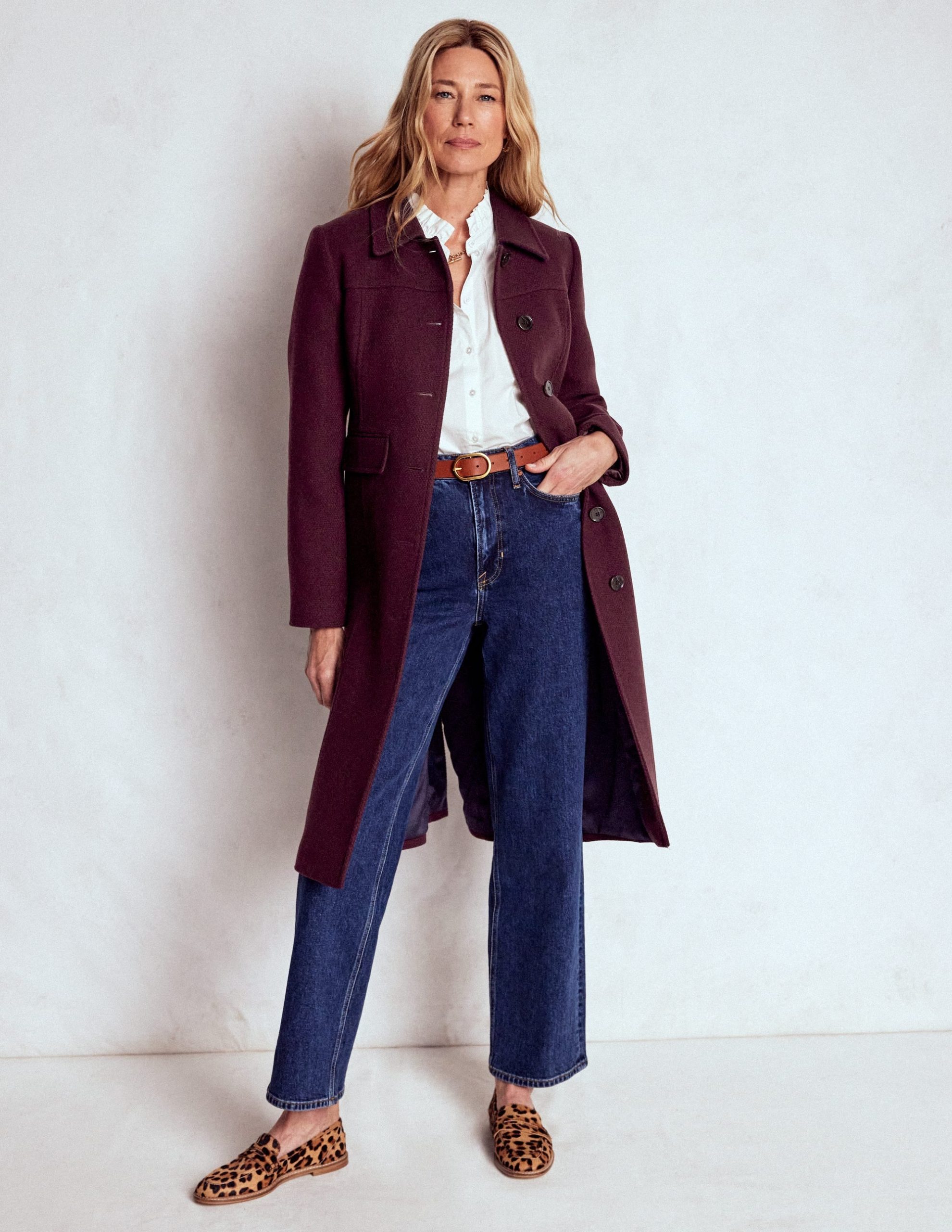 St Albans Fitted Coat-Dark Cherry - Image 4