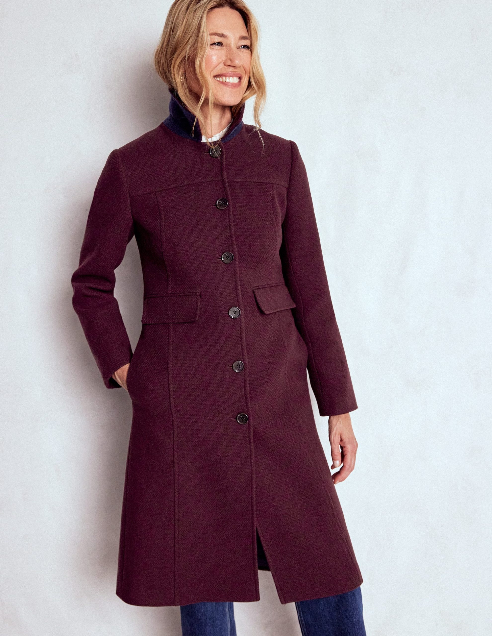 St Albans Fitted Coat-Dark Cherry - Image 5
