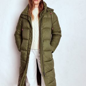 Longline Padded Coat-Woodland Green