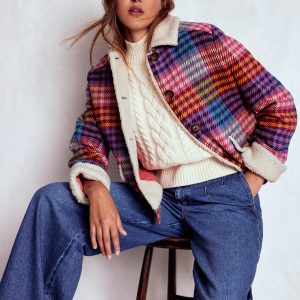 Stirling Check Coat-Rainbow Blanket Multigingham