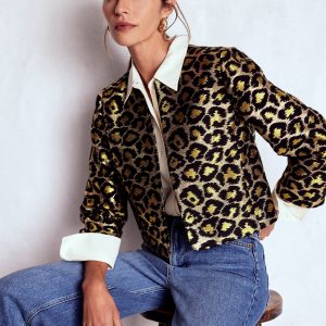 Jacquard Leopard Jacket-Leopard. Lurex Jacquard