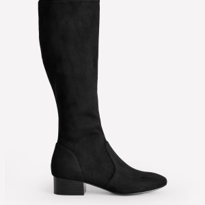Flat Stretch Knee Boot-Black