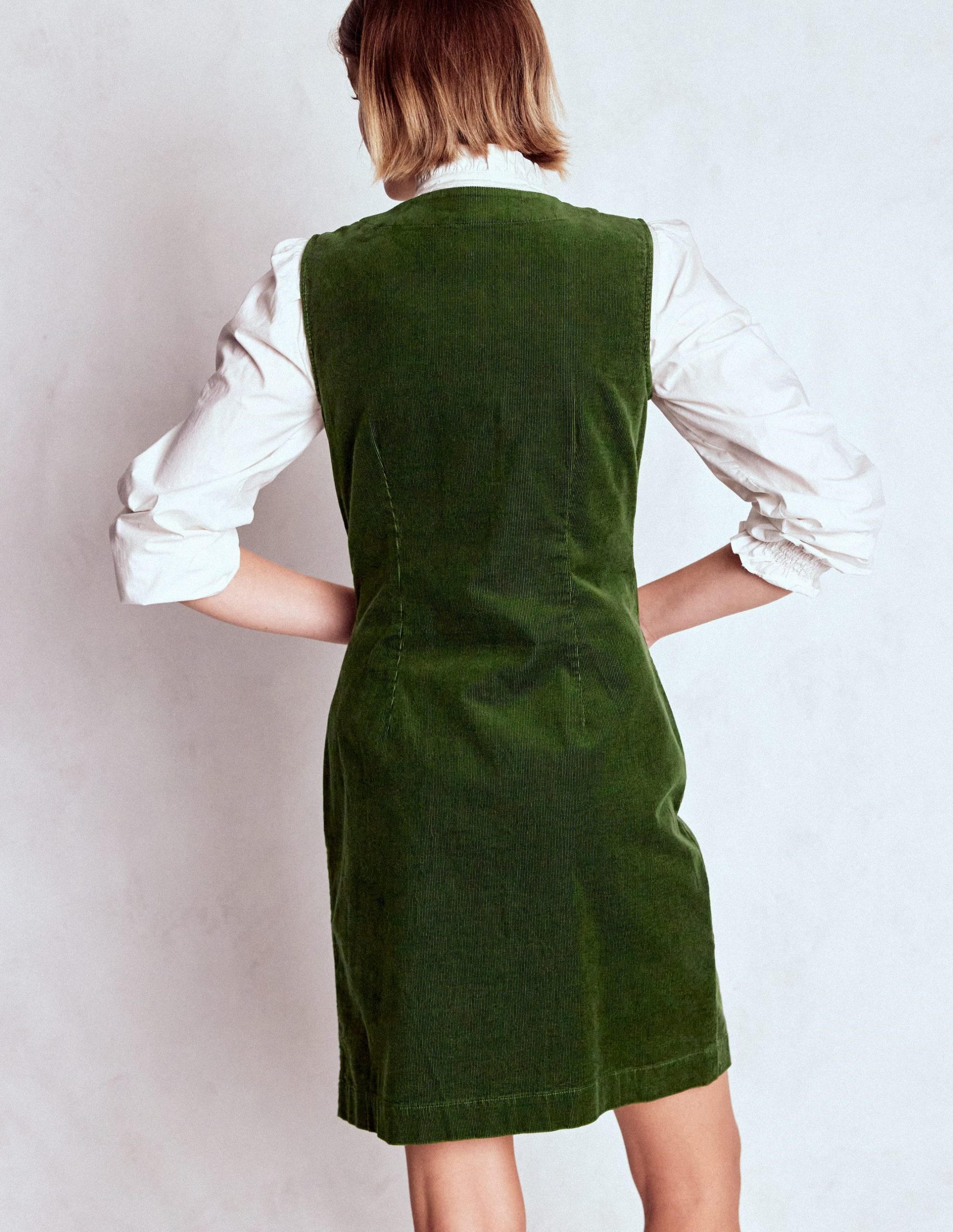 Evelyn Cord Shift Dress-Green Fir - Image 3
