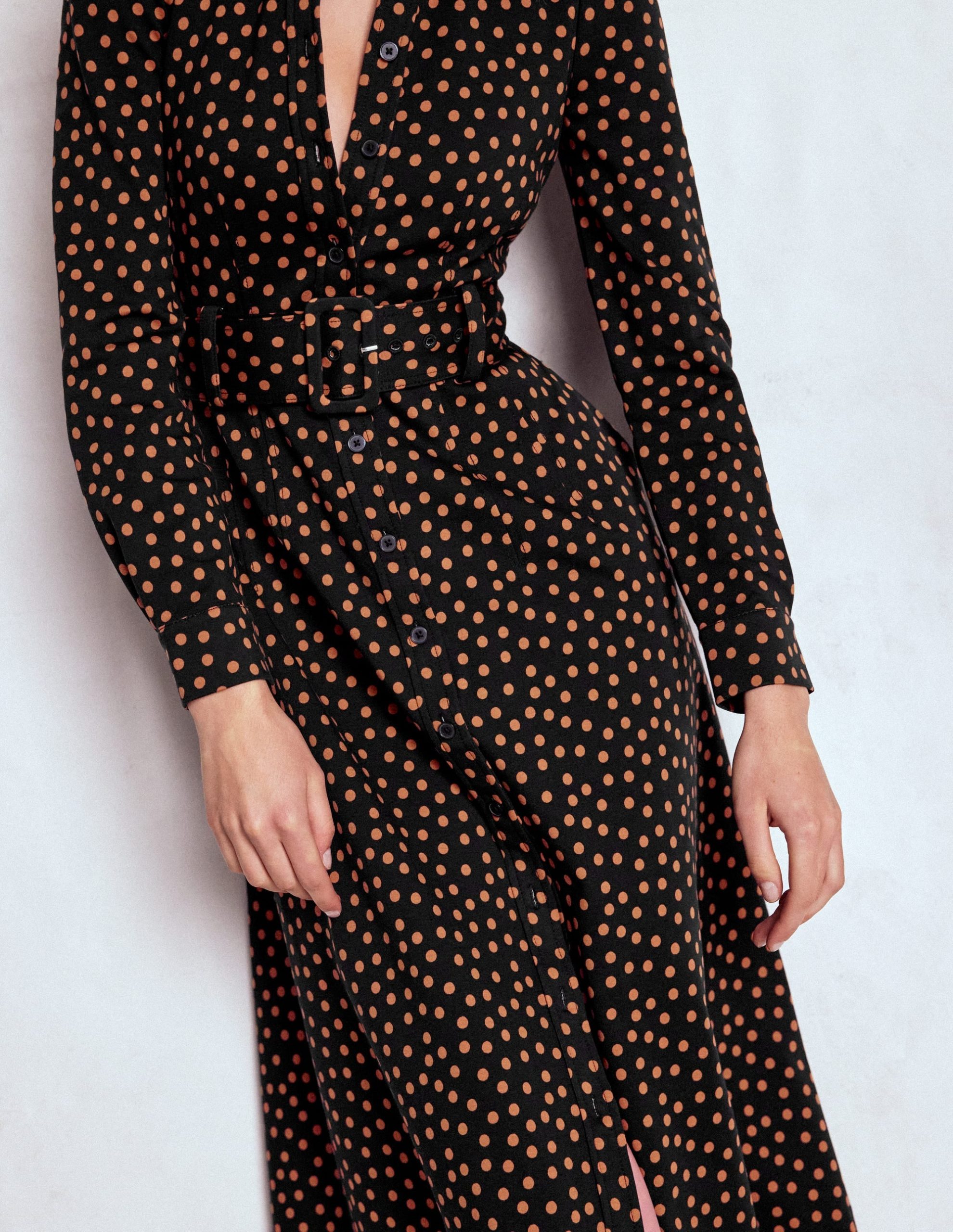 Anita Long Sleeve Shirt Dress-Black. Painted Dot - Image 2