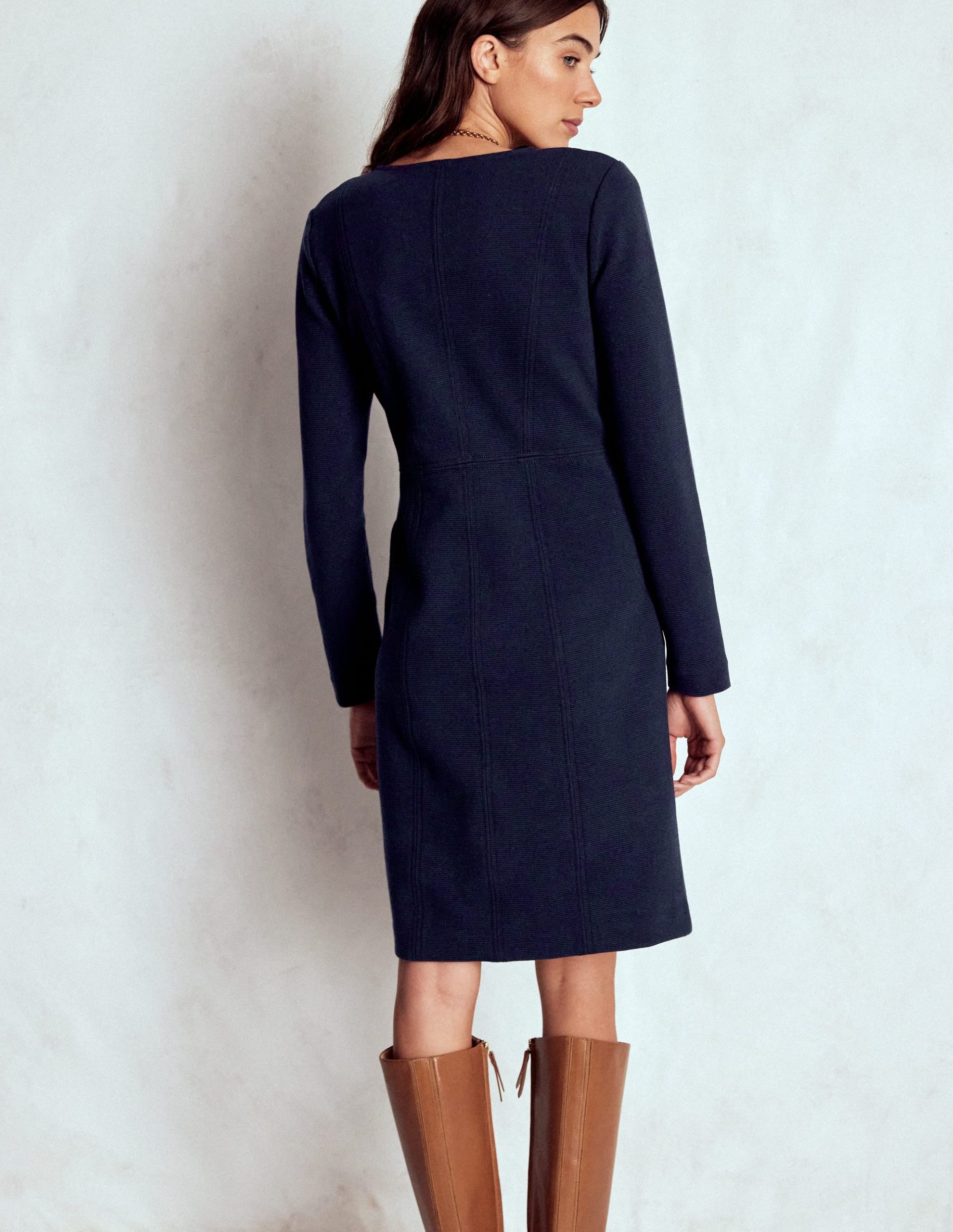 Colette Ottoman Shift Dress-Navy - Image 3