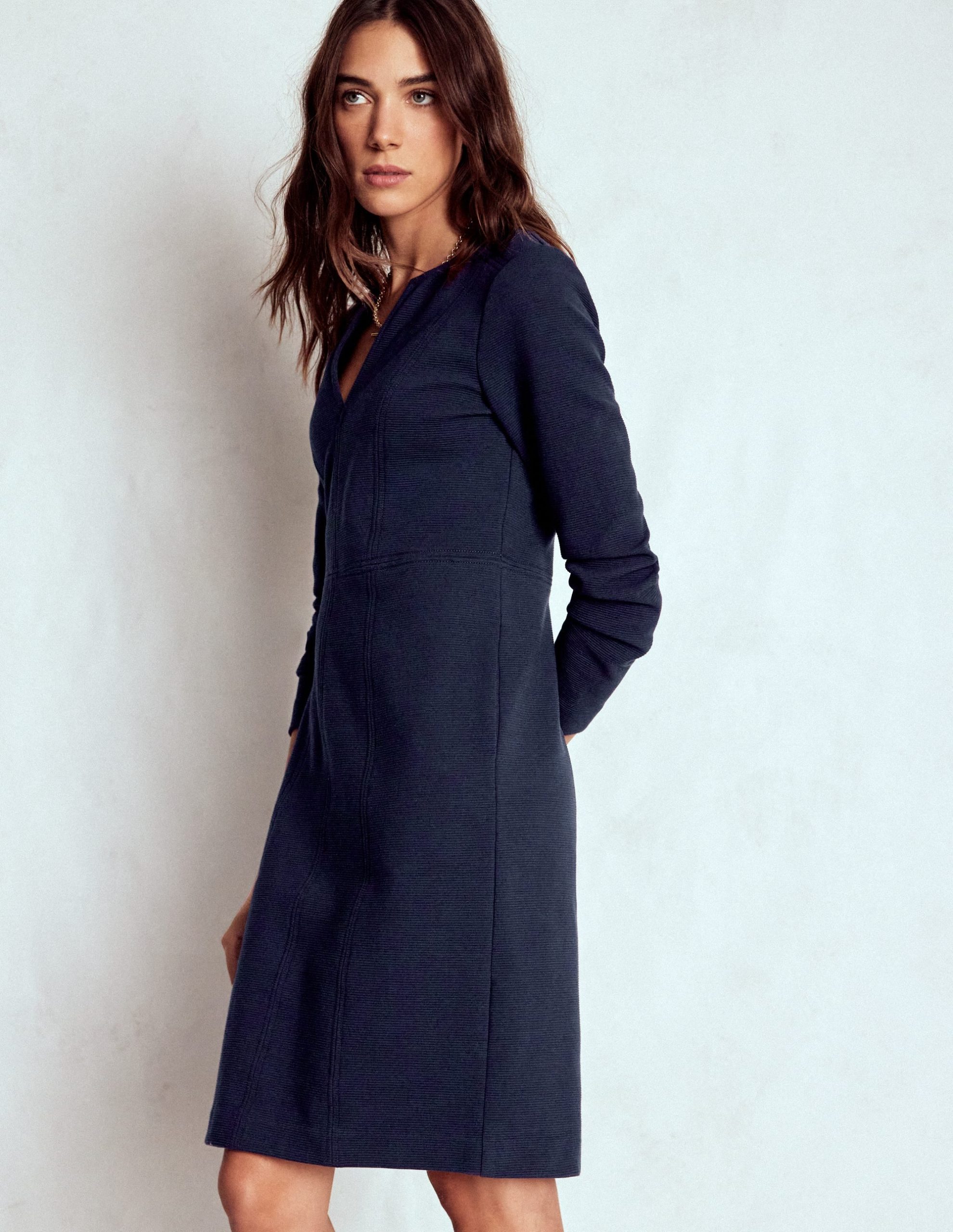 Colette Ottoman Shift Dress-Navy - Image 4