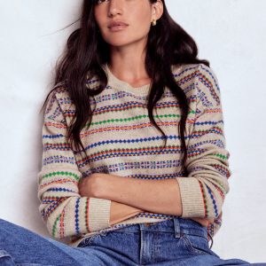 Lydia Cashmere Jumper-Oatmeal Melange Fair Isle