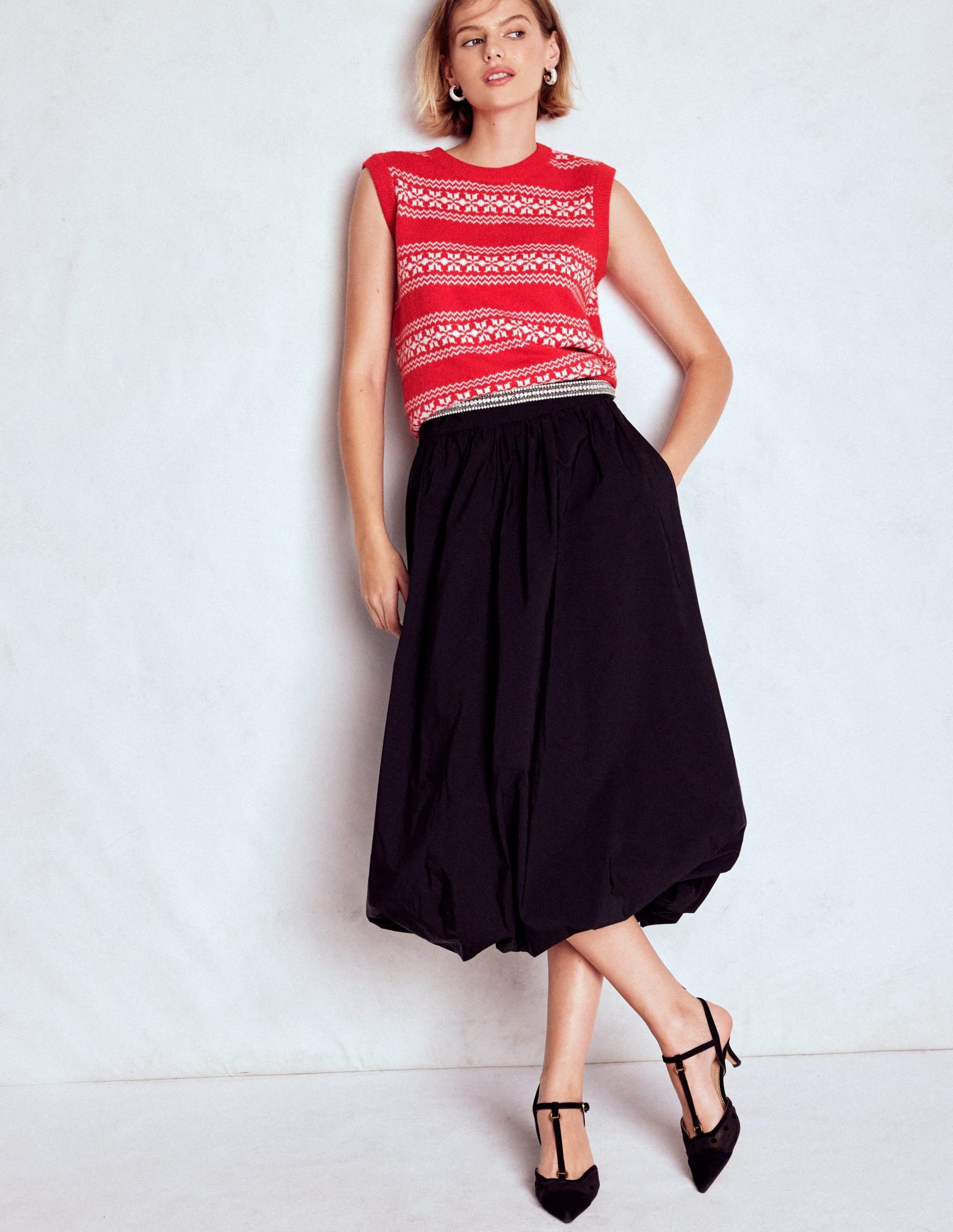 Edie Fair Isle Vest-Poppy Red. Warm Ivory - Image 5