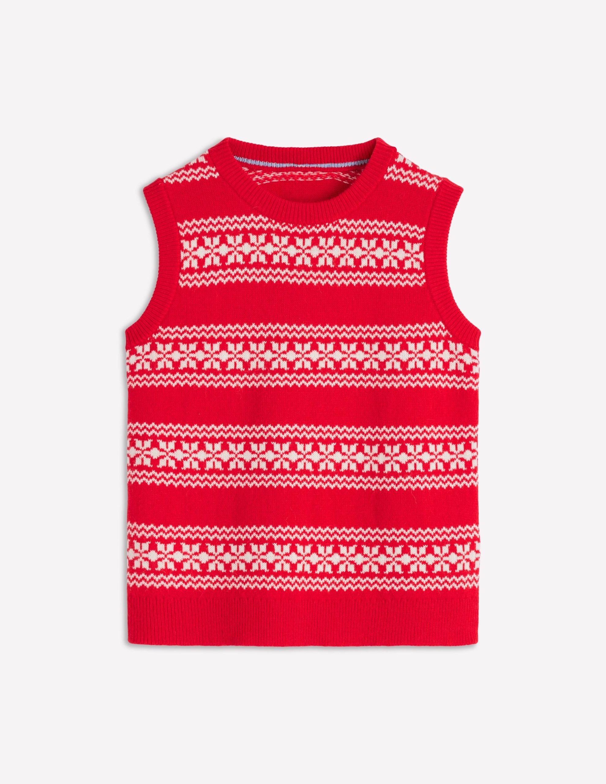 Edie Fair Isle Vest-Poppy Red. Warm Ivory - Image 7