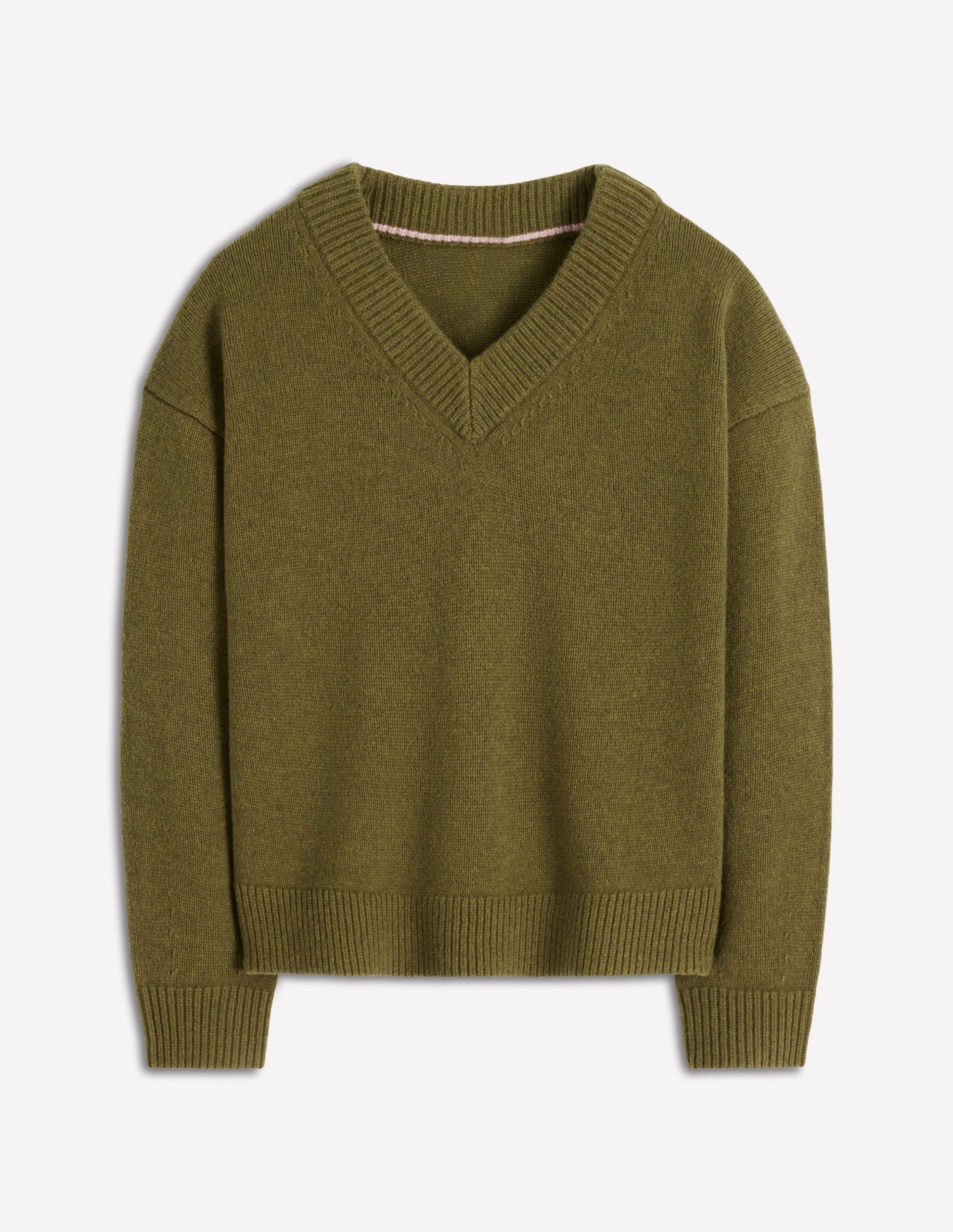 Marion Merino V-neck Sweater-Promenade Green Melange - Image 7