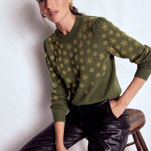 Elizabeth Embellished Sweater-Leaf Green