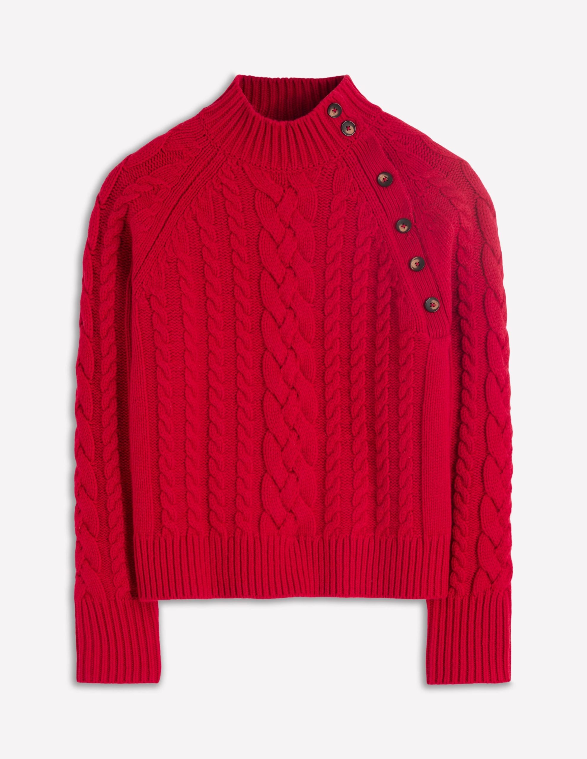 Amara Merino Cable Sweater-Carmine Red - Image 7