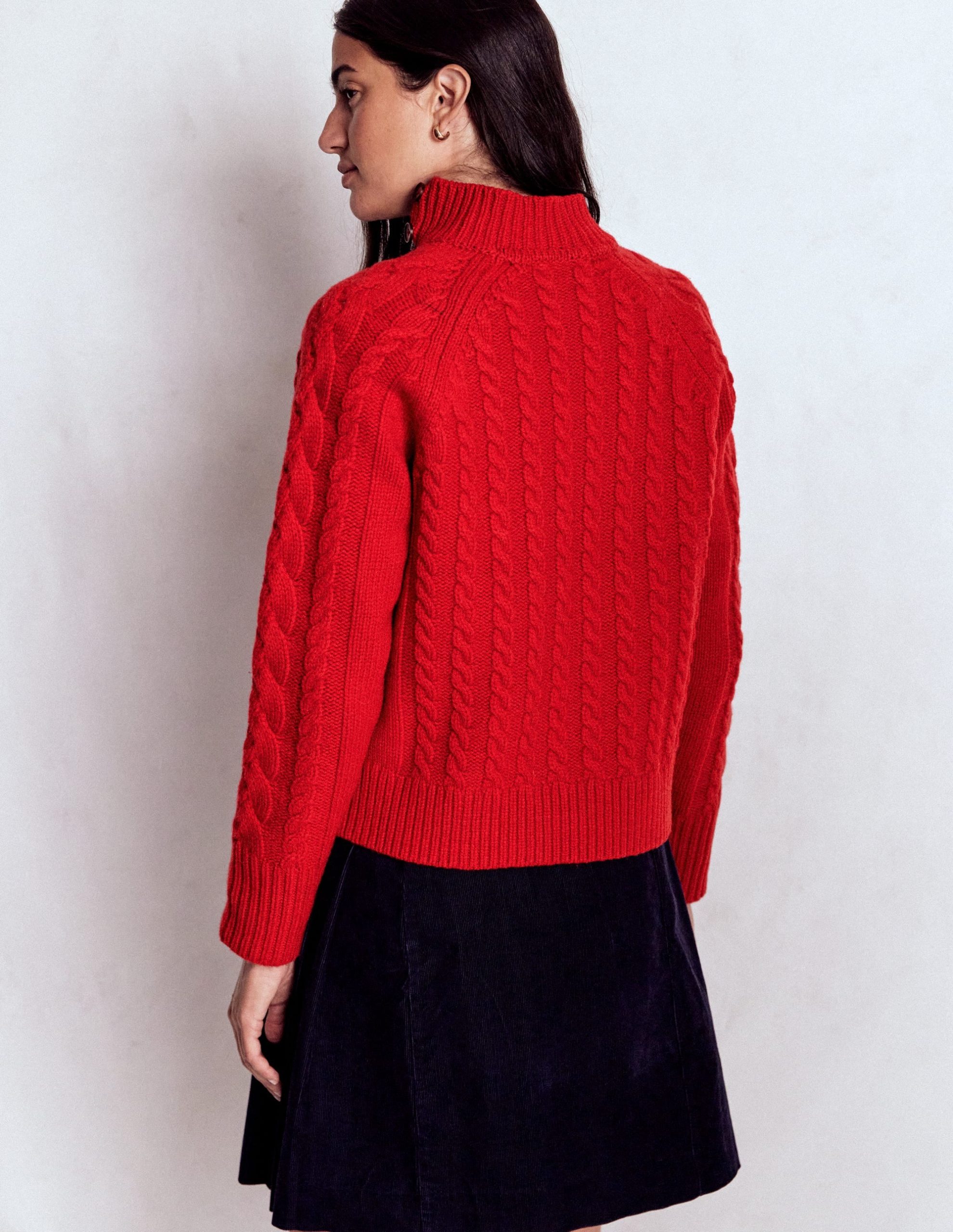 Amara Merino Cable Sweater-Carmine Red - Image 3