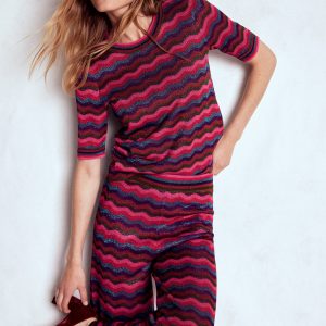 Jacquard Knitted T-Shirt-Multi