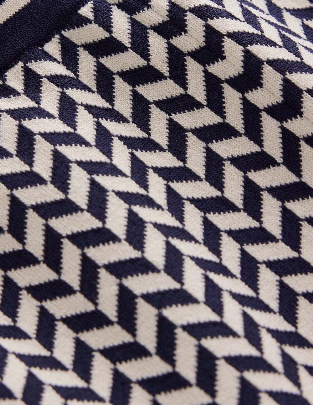 Jacquard Knitted Trousers-Geo Navy and Ivory Jacquard - Image 6