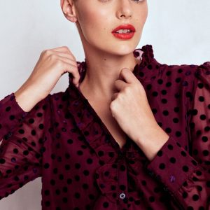 Sasha Devore Velvet Top-Deep Wisteria Spot