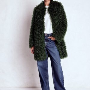 Faux Fur Coat-Kale Leaf. Faux Fur