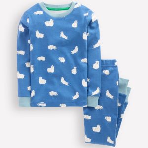 Snug Long John Pajamas-Bluejay Sheep