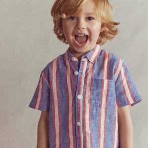 Cotton Linen Shirt-Triple Stripe