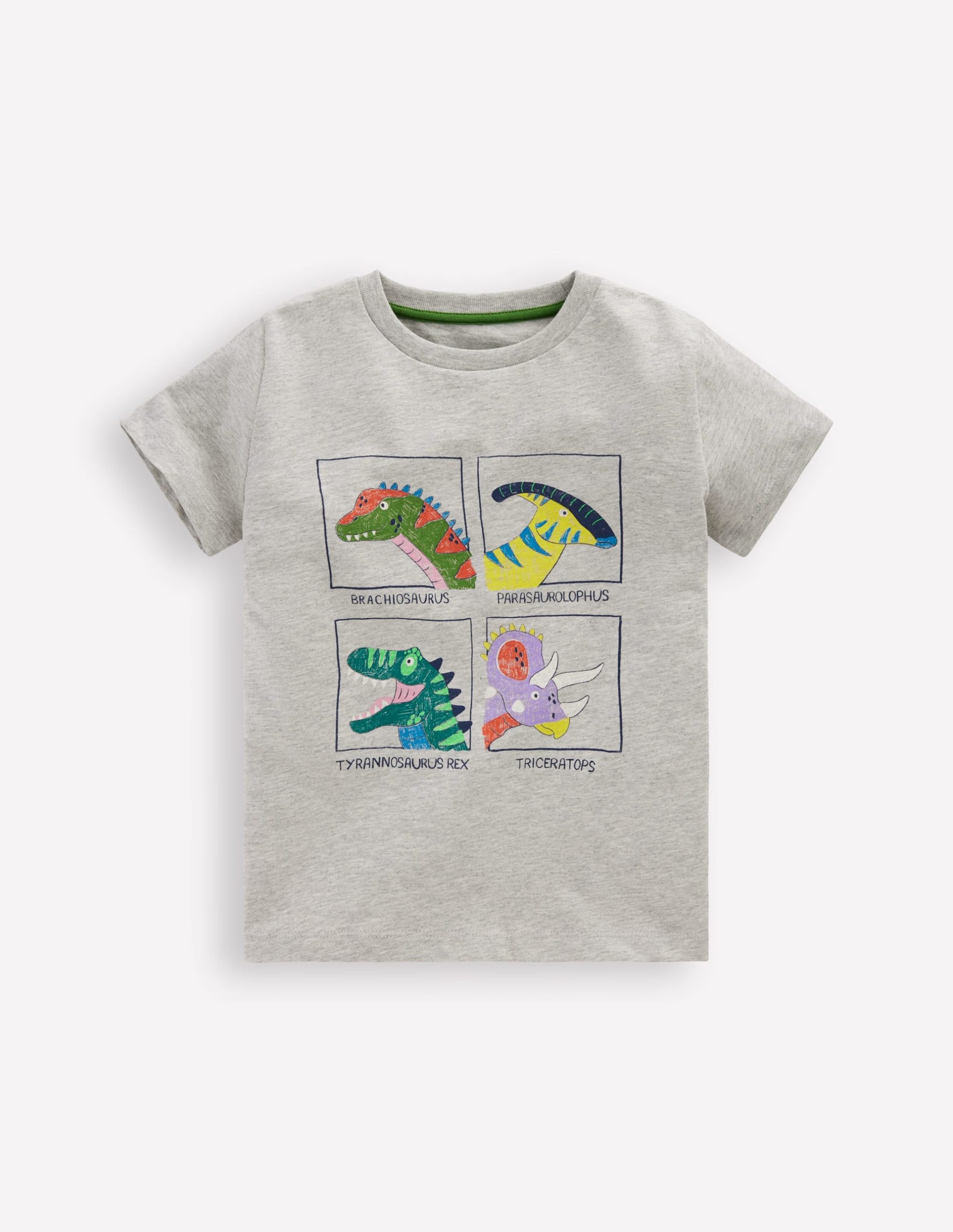 Short Sleeve Graphic T-shirt-Grey Marl Dinos