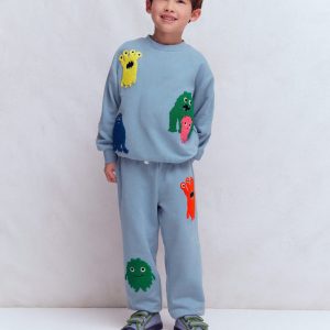 Fun Sweatpants-French Blue Monster Applique