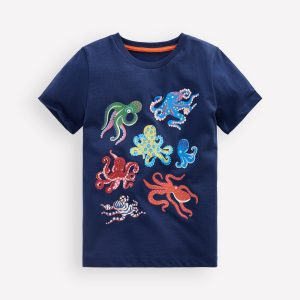 Glow-In-The-Dark T-shirt-Medieval Blue Octopus