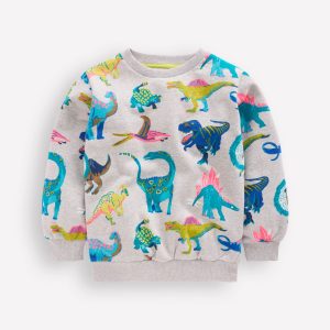 Everyday Printed Sweatshirt-Grey Dinos