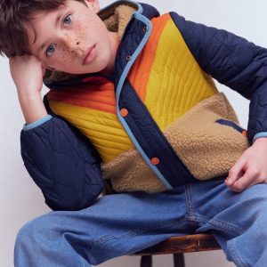Chevron Borg Jacket-Orange Multi