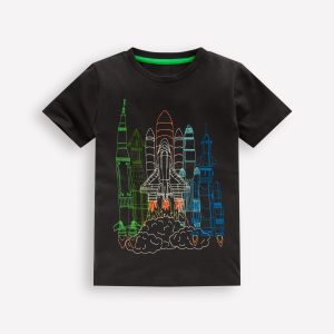 Linear Stitch T-shirt-Shadow Grey Rocket
