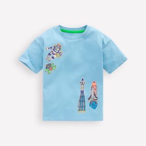 Short Sleeve Badge T-shirt-GLACIER LAKE Outer Space