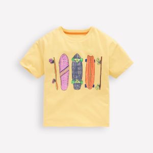 Relaxed Graphic T-shirt-Washed Yellow Skateboards