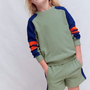 Colourblock Sleeve Sweatshirt-CHINOISE GREEN COLOURBLOCK