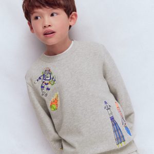 Badge Sweatshirt-Grey Marl Space