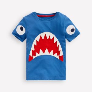 Short Sleeve Fun Appliqu?? Tee-Bluejay Shark