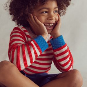 Chunky Sweater-High Risk Red/Ecru Marl Stripe