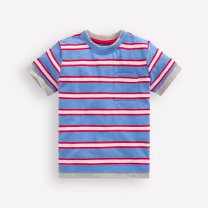 Layered Look T-shirt-Blue/Red