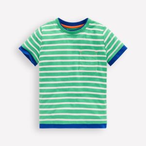Layered Look T-shirt-Pea Green/Ivory