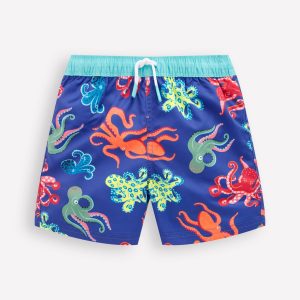 Swim Shorts-Sapphire Blue Octopus