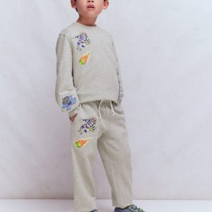 Badge Sweatpants-Grey Space
