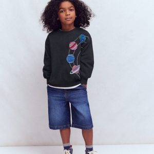 Embroidered Sweatshirt-Shadow Grey Space