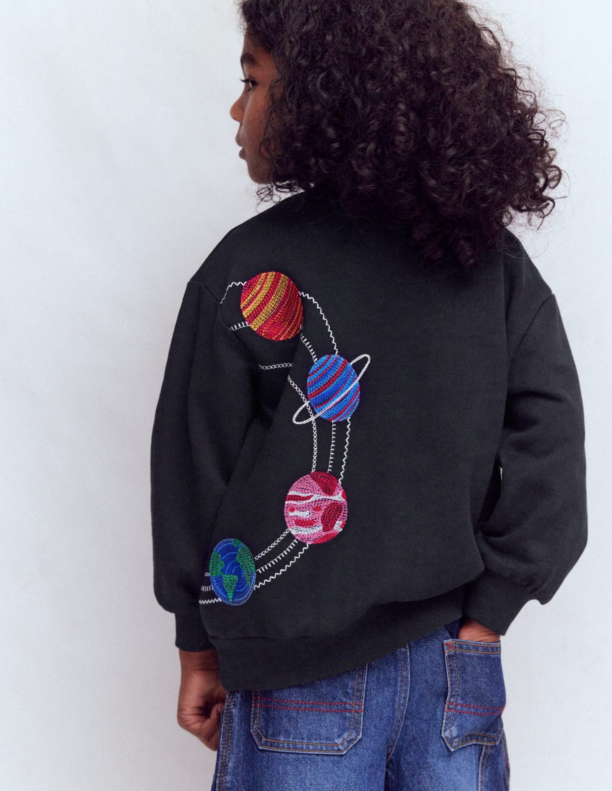 Embroidered Sweatshirt-Shadow Grey Space - Image 2
