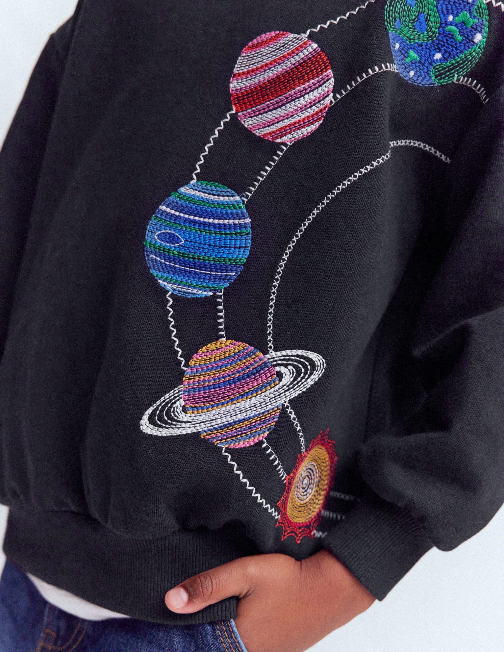 Embroidered Sweatshirt-Shadow Grey Space - Image 3