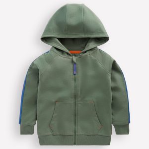Raglan Zip-through Hoodie-Bottle Green