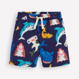 Towelling Shorts-Navy Sharks